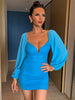 Women's Fashion V-neck Solid Color Mesh Dress