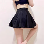 Shorts Pleated Skirts Women Dance Yoga Red Black Mini Drape Pleated High Waist Skirt Female without Lining