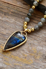 Natural Stone Pendant Beaded Necklace