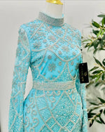 Customized Sparking Prom Dress High-Neck Crystal White Gem Stones Luxury Fully Gown Mermaid Maxi Skirt Formal Ball