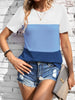 Color Block Round Neck Short Sleeve T-Shirt