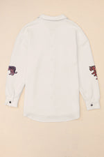 Beige Plus Size Textured Flap Pockets Jacket