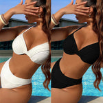 Solid Color Sexy Women's Seperated Swimwear With Steel Bracket