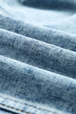 Multicolor Aztec Print Frayed Hem Denim Jacket