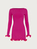 Fashion Women'S Knit Mini Dress Ruffled Autumn High Waist Elegant Slim Party Dress Patchwork Knitwear Sweater Female Dress