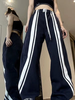 Vintage Y2K Hip Hop Baggy Cargo Pants Women Drawstring Elastic Low Waist Parachute Pants Sweatpants Loose Hippie Pants Trousers