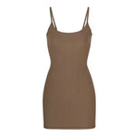 Summer New Solid Color Sundress Sexy Spaghetti Strap Camisole Mini Dress Women Club Party Dresses Bodycon Sleeveless Dress Black