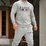 Men'S Fashion Brand Clothing Sportswear Paris Long Sleeve + Sweatpants 3D Printed Simple Design Casual Jogging 2-Piece Set