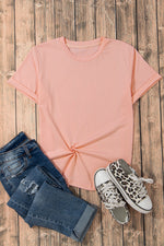 Gray Casual Plain Crew Neck Tee