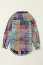 Multicolor Brushed Checked Western Buttoned Jacket