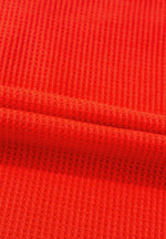 Studded Waffle-Knit V-Neck Long Sleeve Top