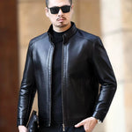 YX-221 Natural Leather Jacket Men'S Stand-Up Collar Business Casual Fur One-Piece Men'S Super Soft SE Plush Liner Warm Jacket