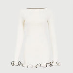 Autumn New Knitted Mini Dress for Women Fungus Contrast Color Slim Sweater Dress Elegant Female Party Clothes Long Sleeve