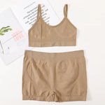 Women Seamless Bra Set Female Sport Underwear Vneck Bralette Tops Sexy Lingerie Unlined Brassiere Set Stretchy Girls Crop Tops