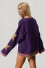 Double Take Star Patched Long Sleeve Sweatshirt
