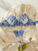 Floral Lingerie Exotic Sets Bra Kit Push up Lace Embroidery Intimate Goods See through Exotic Sets Tulle Underwear
