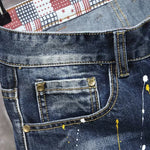 Summer Men'S Jeans Trend Beggar Quarter Pants Ripped Denim Shorts Loose Straight Painted
