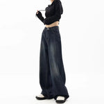 Retro Street Style Wide Leg Pants Niche Design Floor Length Pants High Waisted Loose Fit Slimming Jeans for Women