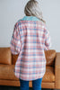 Plaid Collared Neck Flap Pockets Shacket