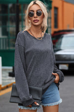 Gray Valentine Sequin XOXO Corded Crew Neck Sweatshirt