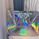 30Pcshigh-End Color Laser Handbag Silver Shopping Clothing Bag Gift Shop Packaging Bag Waterproof Wedding Party Custom Logo