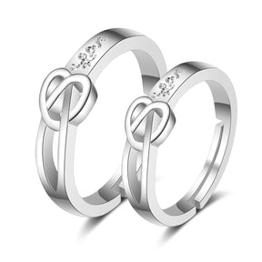 2Pcs/Set Romantic Couple Rings for Women Men Punk Heart ECG Black White Forever Love Promise Wedding Ring Valentine'S Day Gift