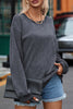 Gray Valentine Sequin XOXO Corded Crew Neck Sweatshirt