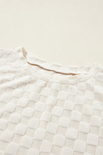 Beige Solid Textured Thumbhole Sleeve Top