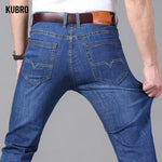 Men'S Jeans Summer Thin Pants Straight Blue Jean Baggy Casual Work Denim Pant High Elasticity Wide Leg Business Male
