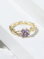 Golden Four Leaf Clover Minimalist Adjustable Ring Fashion Women'S Jewelry Valentine'S Day Wedding Anniversary Birthday Gift