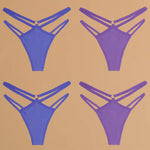 4Pcs Cotton Double Thin Belts Underwear for Women Sexy Low Waist Striped Thongs Ladies Soild Panties Breathable Lingerie