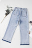 Raw Hem Straight Jeans with Pockets