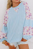 Printed Round Neck Balloon Sleeve Sweatshirt