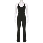Women Sexy Jumpsuits Hollow Out Backless Sleeveless Solid Rompers Casual Bodycon Streetwear Sporty Overall Black Summer