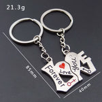 2Pcs I Love You Key Chain Women Men Bag Pendant Couple Metal Red Heart Keychains Set for Boyfriend Girlfriend Valentine Day Gift