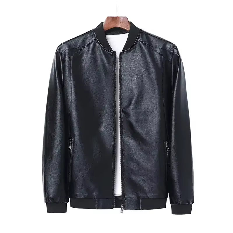 2024 Autumn New Men Black Biker PU Leather Coat Korean Fashion Men Pu Leather Jacket Trend Casual Fit Slim Baseball Clothes 8Xl