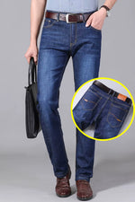 Men'S Jeans Summer Thin Pants Straight Blue Jean Baggy Casual Work Denim Pant High Elasticity Wide Leg Business Male