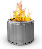 Portable Smokeless Outdoor Fire Pit, Double-Walled Stainless-Steel Design, 19.5