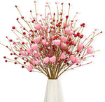 Valentine'S Day Gifts Valentines Day Decorations 24 Pack Pink Heart Shaped Berry Picks with Red Berries for Valentines Day Wedding Candlelight Dinner Anniversary