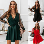 Autumn And Winter New Women's Solid Color Lace Elegant Dress