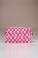 Zenana Checkered Pattern Knitted Cosmetic Pouch