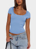 Lace Detail Scoop Neck Short Sleeve T-Shirt