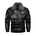 Men'S Leather Jacket Fashion High-Quality Detachable Fur Collar Autumn and Winter Thick Coat Original Embroidered Men Clothing