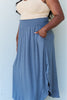 Doublju Comfort Princess Full Size High Waist Scoop Hem Maxi Skirt in Charcoal