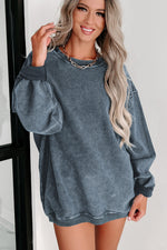 Gray Valentine Sequin XOXO Corded Crew Neck Sweatshirt
