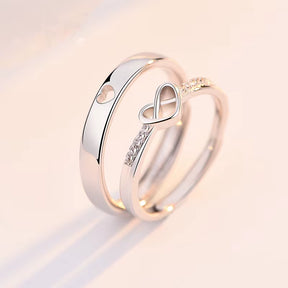 2Pcs/Set Romantic Couple Rings for Women Men Punk Heart ECG Black White Forever Love Promise Wedding Ring Valentine'S Day Gift