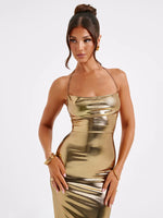 Elegant Temperament Formal Dress Sexy Halter Backless Bandage Bandage Robe Winter Evening Slim Ladies Club Party Dress