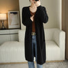 YSC New Style Women Knitted Cashmere Wool Blend Cardigan V Collar Super Long Style Buttonless Pocket Trim High-Quality Cardigan