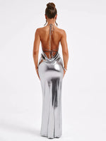 Elegant Temperament Formal Dress Sexy Halter Backless Bandage Bandage Robe Winter Evening Slim Ladies Club Party Dress