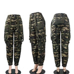 Camouflage Printed Women Cargo Pants High Waist Ribbons Jogging Pants 2023 Fall Winter High Street Outfits Workout Activewears